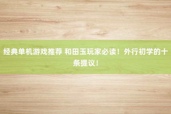 经典单机游戏推荐 和田玉玩家必读！外行初学的十条提议！